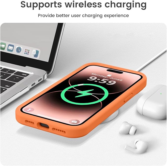 Vooii Compatible with iPhone 14 Pro Max Case, Liquid Silicone Upgrade [Camera Protection] [Soft Anti-Scratch Microfiber Lining] Shockproof Phone Case for iPhone 14 Pro Max 6.7 inch - Bright Orange