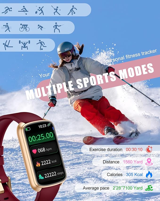 Fitness Tracker, Smart Watch for Women Men with 24/7 Heart Rate/Blood Pressure/Blood Oxygen Monitor,Sleep Tracker,Step & Calorie Counter, IP68 Waterproof Fitness Watches Compatible with Android&iPhone