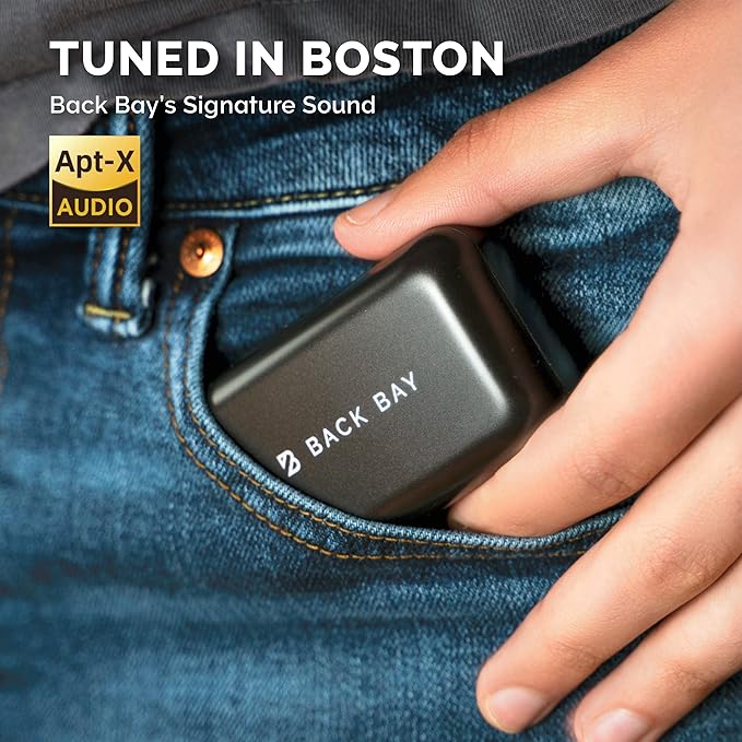 Back Bay Audio Duet 50 Pro – Sweatproof Wireless Bluetooth Earbuds, 130 Hour Long Battery Life for iPhone, Android, Mini Charging Case, TWS Headphones with Microphone, Gift for Runners