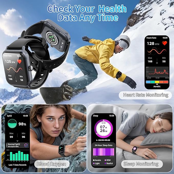 Smart Watch for Men Women with Calling, 1.83" Fitness Tracker with Heart Rate/Sleep Monitor, Step Tracker, New Gen Fitness Watch with 120 Sports Modes, IP68 Waterproof Smartwatch for Android/iOS Black