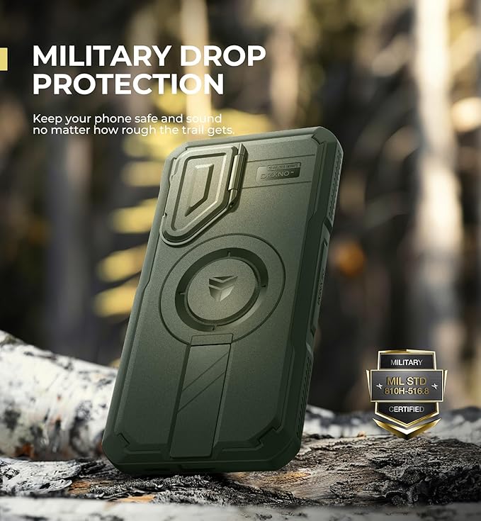Dexnor for Samsung Galaxy S25 Plus Case with Camera Cover & Adjustable Kickstand & Built-in Screen Protector, Magnetic Rugged Shockproof Bumper Cases Heavy-Duty Protective Cover (2025),Army Green