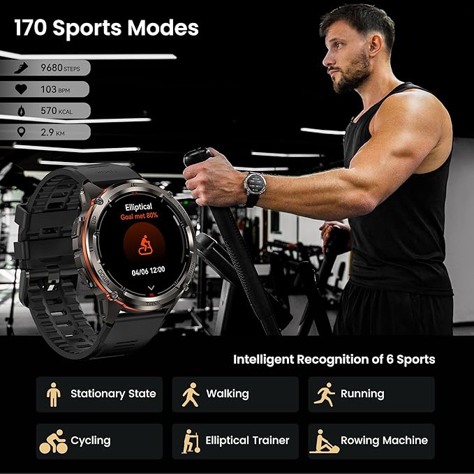 KOSPET Tank T3 Ultra 2 Smart Watch for Men GPS, Extra-Long Battery, Full Stainless Steel Body Rugged Smartwatch with Bluetooth Calling, 1.43" AMOLED Display, Pressure&Altitude&Compass