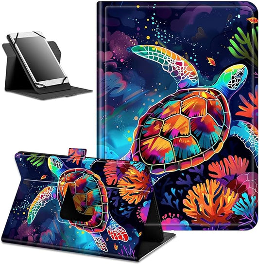 for Lenovo Tab M9 Case,9 inch Tablet Cover, Magnetic Closure Travel Portable Protective Case with 360 Degree Rotating Stand for Lenovo Tab M9 TB-310FU 2023-Colorful Turtle