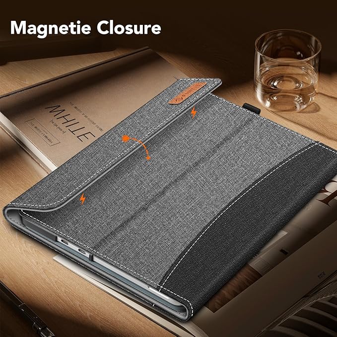 Fintie Case for Microsoft Surface Pro 12 Inch 1st Edition (2025), Multiple Angle Viewing Portfolio Business Cover with Pocket & Stylus Holder, Compatible with Type Cover Keyboard (Gray)