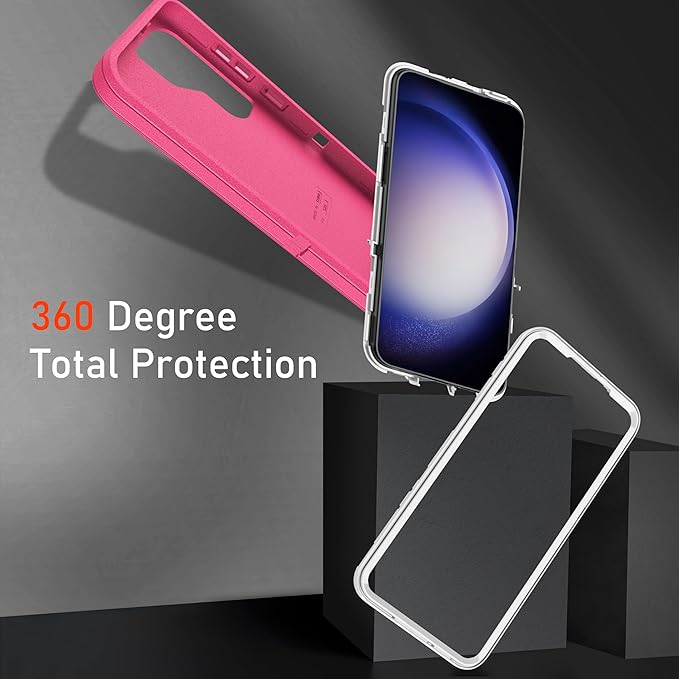 for Samsung Galaxy S23+ Plus Case with [2 Pack] HD Screen Protector, [Military-Grade] Shockproof Dust/Drop Proof 3-Layer Full Body Protection Heavy Duty Case for Galaxy S23 Plus, Pink