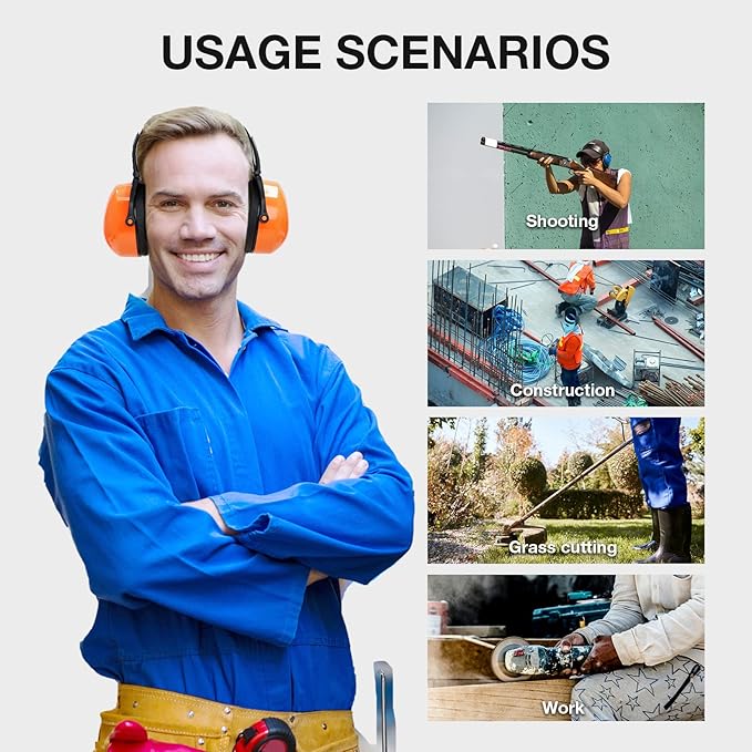 LYSIAN Foldable Noise Reduction Earmuffs, Hearing Protection Safety Ear Muffs for Shooting, Workshop,Loud Security Events