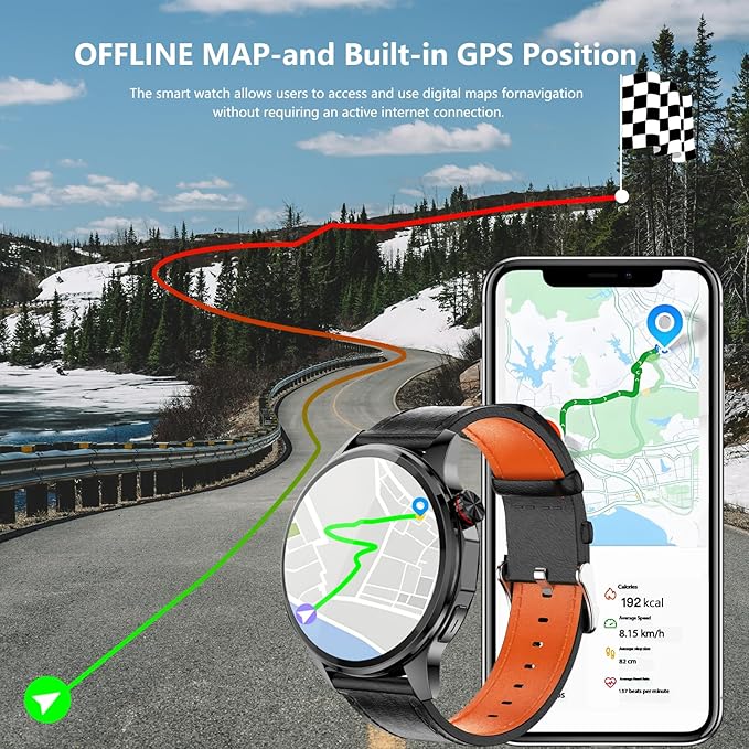 Smart Watches for Men,1.46" Fitness Tracker (Make Calls/Text),GPS and Offline Maps Navigation,5 Satellite Systems,Health,Compass/Altitude/Barometer,100+Sports Mode for Android iOS with 2 Straps