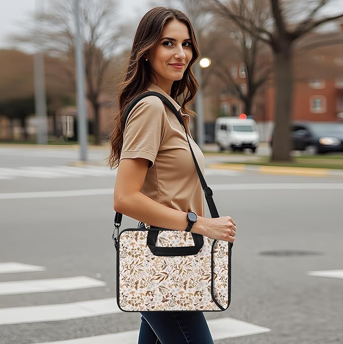 RICHEN 14 15 15.4 15.6 inch Laptop Shoulder Bag Messenger Bag Notebook Handle Sleeve Neoprene Carrying Case with Accessories Pocket (14-15.6 inch, Sicilian Flowers)