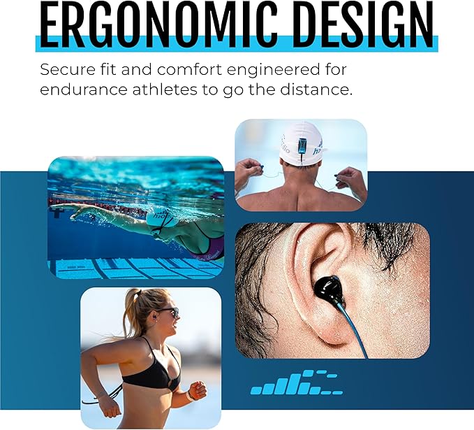 H2O Audio Surge S+ Waterproof Sport Headphones, (Short Cord Design) – In-Ear Sweatproof, Noise Cancelling Earbuds for Swimming, Running, Cycling – IPX8 Waterproof, Compatible with iPods & MP3 Players
