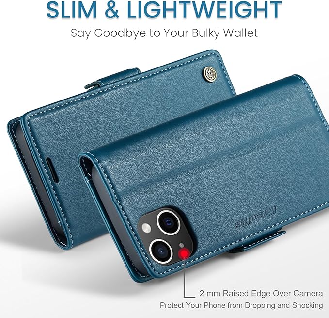 SINIANL Compatible with iPhone 15 Plus Wallet Case with RFID Blocking, for iPhone 15 Plus Case Wallet for Women Men Card Holder Magnetic Clasp Kickstand Leather Folio Case for iPhone 15 Plus Blue