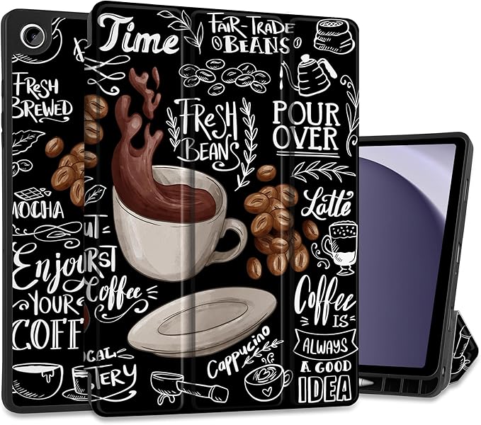 MEEgoodo Case for Samsung Galaxy Tab A9 Plus 11 inch Cover 2024 2023 with S Pen Holder, A9+ Smart Tablet Cases with Leather Trifold Stand+Soft TPU Back Shell+Smart Auto Wake/Sleep, Coffee