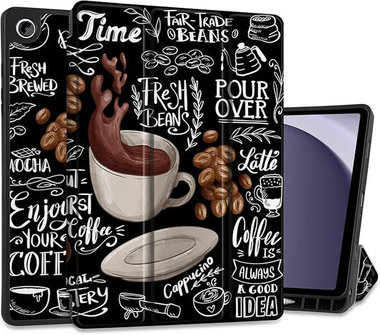 MEEgoodo Case for Samsung Galaxy Tab A9 Plus 11 inch Cover 2024 2023 with S Pen Holder, A9+ Smart Tablet Cases with Leather Trifold Stand+Soft TPU Back Shell+Smart Auto Wake/Sleep, Coffee