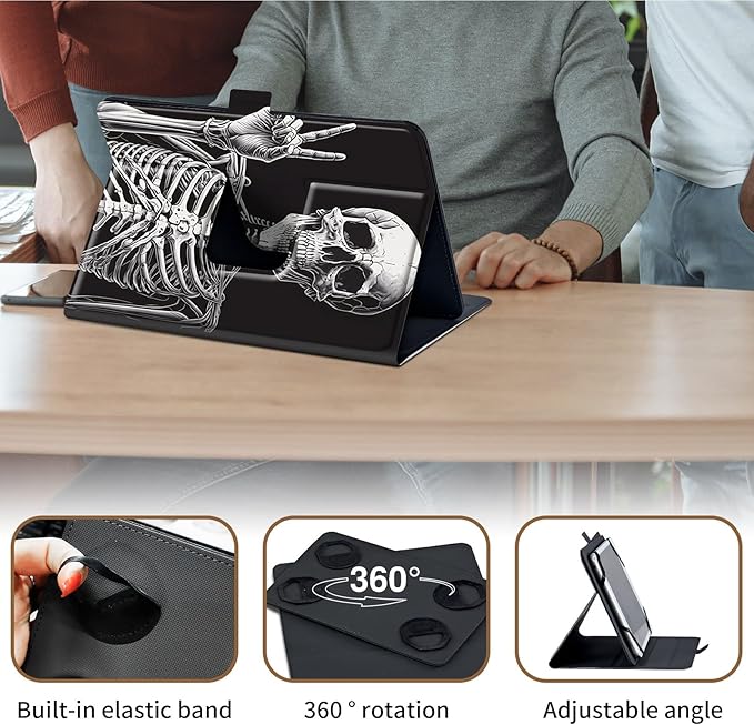 Case for Lenovo Tab P11 Pro Gen 2 11.2" 2022,Mxfdegf 360 Degree Rotating Stand and Magnetic Closure Case for 11.2 inch Lenovo Tab P11 Pro 2nd Generation,Rock Skeleton