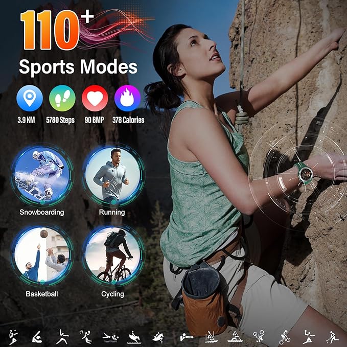 Military Smart Watches for Men(Answer/Make Calls), 1.39"HD Fitness Watch, 24/7 Heart Rate Sleep Monitor, Smart Watch for Men 110+ Sport Modes, 30Day, IP68 Waterproof Smartwatch for Android iOS, Green