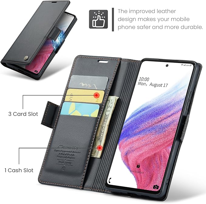 for Samsung Galaxy A53 5G Case, Premium PU Leather Wallet Case Flip Cover with [RFID Blocking][Card Holder][Stand Function] Shockproof Protective for Samsung Galaxy A53, Black