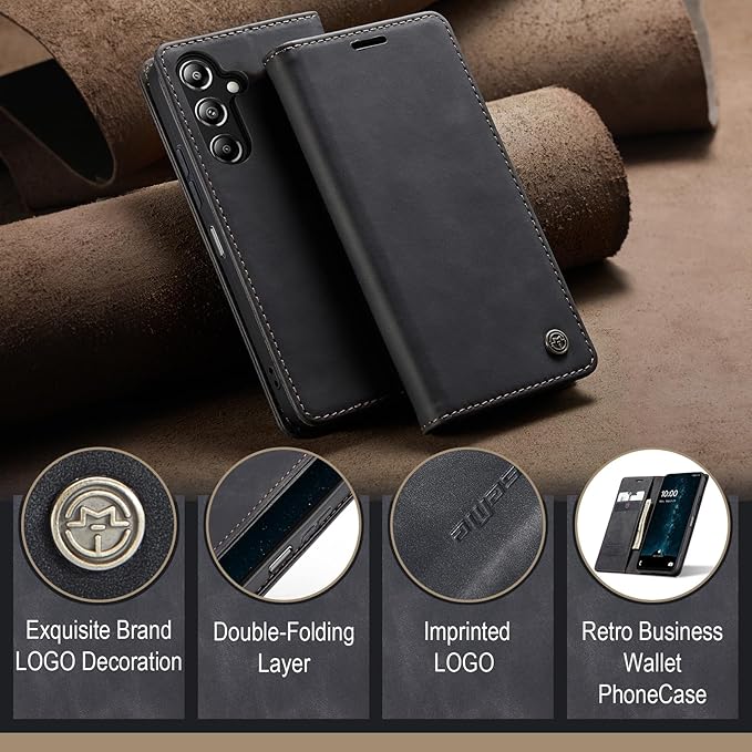 for Samsung Galaxy A16 5G Case, Flip Wallet Leather Case with Card Holder Magnetic Closure Shockproof Kickstand Protective Phone Cases Cover for Galaxy A16 5G / A16 4G, Black