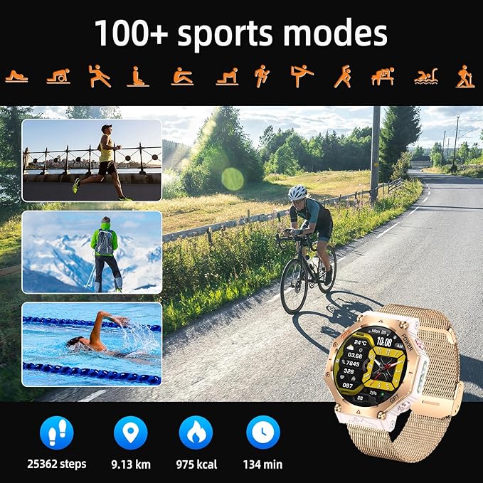 ZL-SW8 (Rose Gold) 1.39" Stylish Smartwatch for Women, Bluetooth Calling, AI Voice Assistant, 107 Sport Modes, 3ATM Waterproof, Fashionable Design, Compatible with Android/iOS