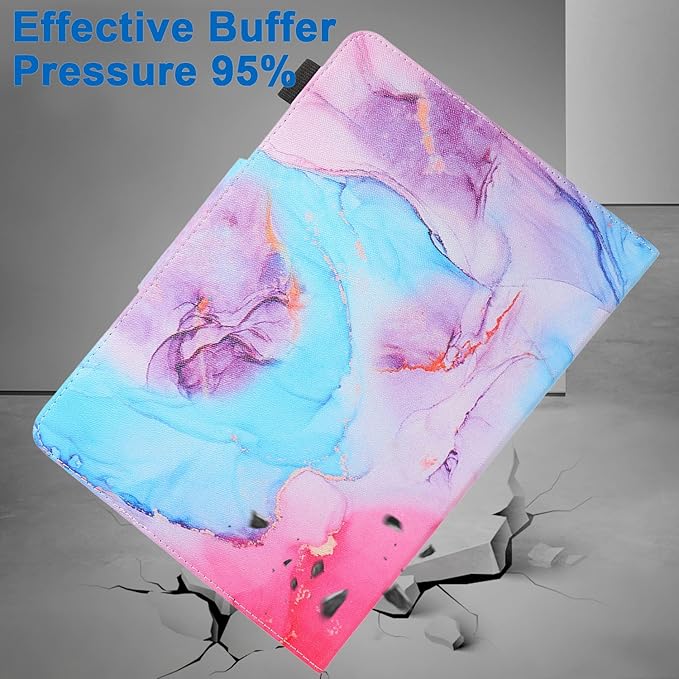 JZCreater 10 Inch Tablet Case, Universal 10 10.1 Inch Android Tablet Cover, Multi-Angle Viewing Stand Case for 9.5-10.5 Inch Tablet, Colored Marble