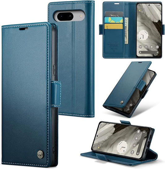 for Google Pixel 8 Case, Premium PU Leather Wallet Case Flip Cover with [RFID Blocking][Card Holder][Stand Function] Shockproof Protective for Google 8, Blue
