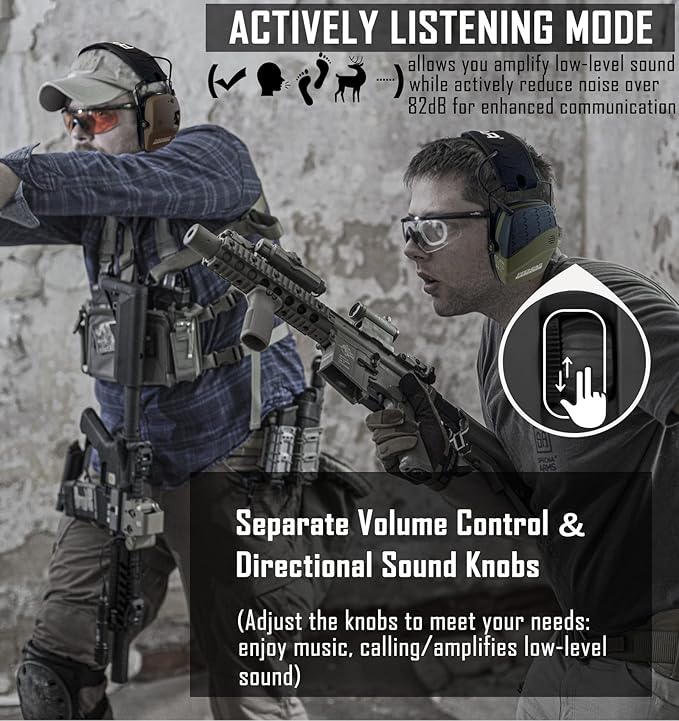 PROHEAR 030 Upgraded Bluetooth Electronic Shooting Hearing Protection Muffs with GEP02 Gel Ear Pads, Noise Reduction Sound Amplification Headsets for Range, Gifts for Women Man - Green