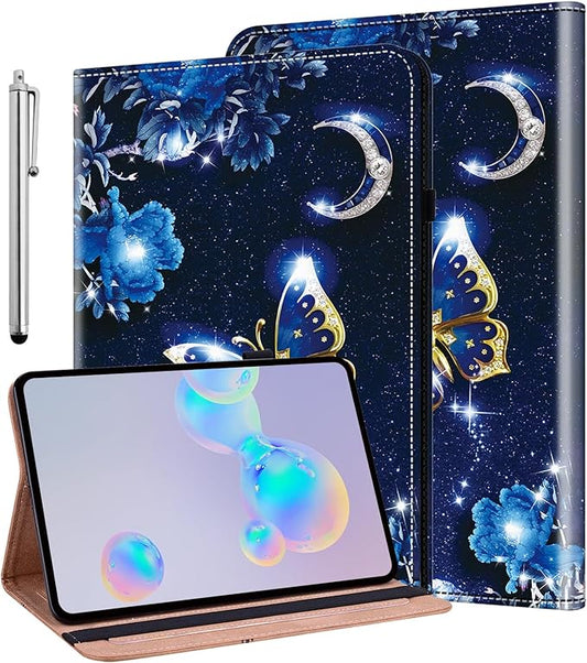 ALILANG Case for Lenovo Tab M9 9.0 inch (TB-310FU,2023 Released), PU Leather Folio Cover with Multi-Angle Stand and Pen Holder for Lenovo Tab M9 Tablet Case -Sparkle Blue Butterfly
