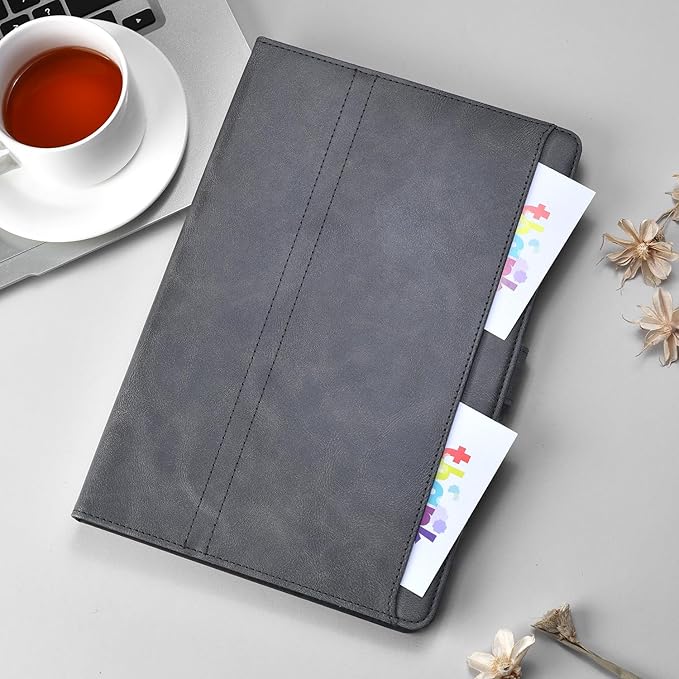 Handmade Case for Samsung Galaxy Tab A9 Plus/A9+ 5G Tablet 11 Inch 2023 SM-X210/SM-X216/SM-X218u with Pocket,Multi Angles,Magnetic Closure,Vegan Leather Folio Cover,Auto Sleep/Wake,Gray