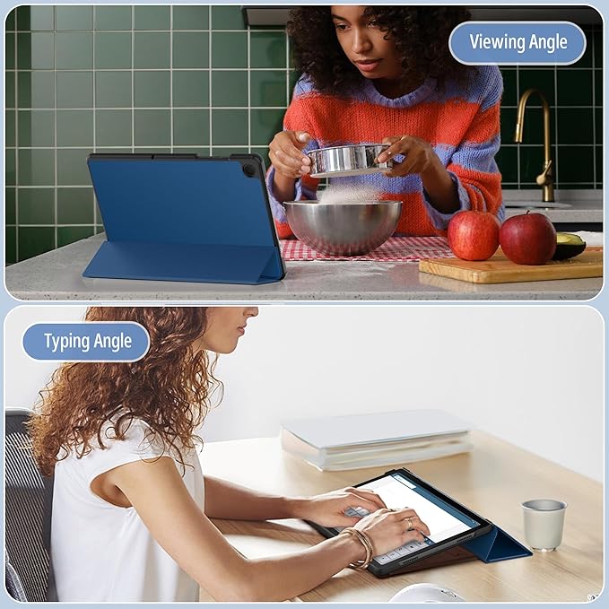 CACOE Case for Samsung Galaxy Tab A9+ Plus 11 Inch 2023 (SM-X210/X216/X218) with Screen Protector, Foldable Stand Slim Protective Case, Auto Screen On/Off, Sea Blue