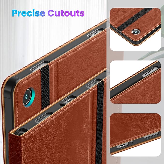 DTTO for Samsung Galaxy Tab A9 Plus 11 inch Case 2023, Premium Leather Business Folio Stand Cover with Hand Strap for Galaxy Tab A9+ 11’’ 2023 Model (SM-X210/X216/X218) - Auto Wake/Sleep, Brown