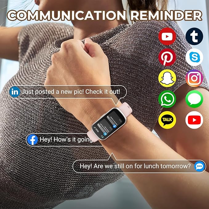 Health Fitness Tracker Smart Watch with 24/7 Heart Rate, Blood Oxygen, Sleep Tracker, Pedometer, 3 Colorful Bands & 3ATM Waterproof Activity Tracker with Step Calorie Counter, Bubble Pink