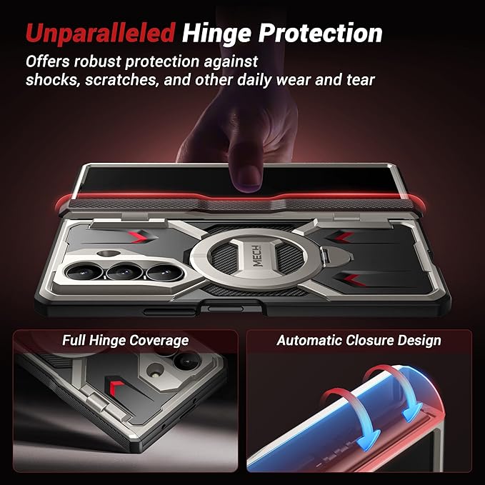 TONGATE 360° Spin Magnetic Stand for Z Fold 7 Case with Privacy Screen Protector, [Compatible with Magsafe] [Anti Spy] [360° Ring Holder] Full-Body Shockproof Case for Samsung Galaxy Z Fold 7, Tigray