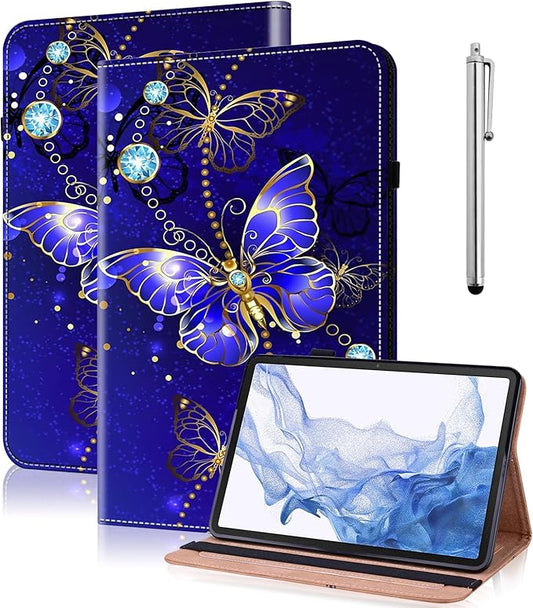 Case for Lenovo Tab M10 HD 2nd Gen 10.1 Inch 2020 Case (TB-X306F/X306X), PU Leather Folio Flip Stand Case with Card Solts Elastic Band for Lenovo Tab M10 HD Tablet - Diamond Butterfly