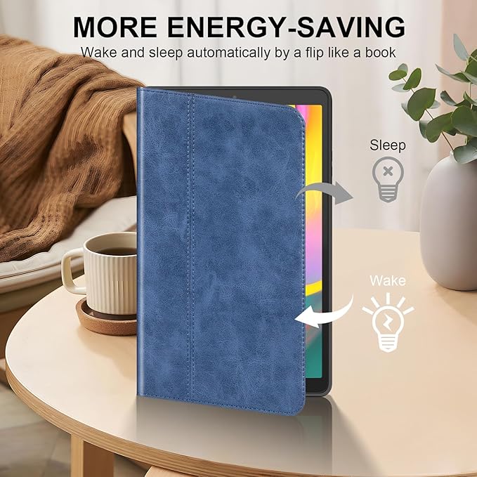 for Samsung Galaxy Tab A 10.1 inch Case 2019 Model(SM-T510/T515/T517) Genuine Leather Cover Protective Shell.Blue