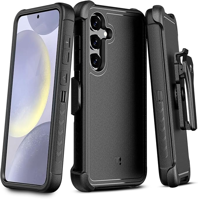 M MYBAT PRO Maverick Series for Samsung Galaxy S24 Plus Case with Belt Clip Holster, 6.7 inch, Heavy Duty Military Grade Drop Protective Case with 360° Rotating Stand (No Screen Protector)