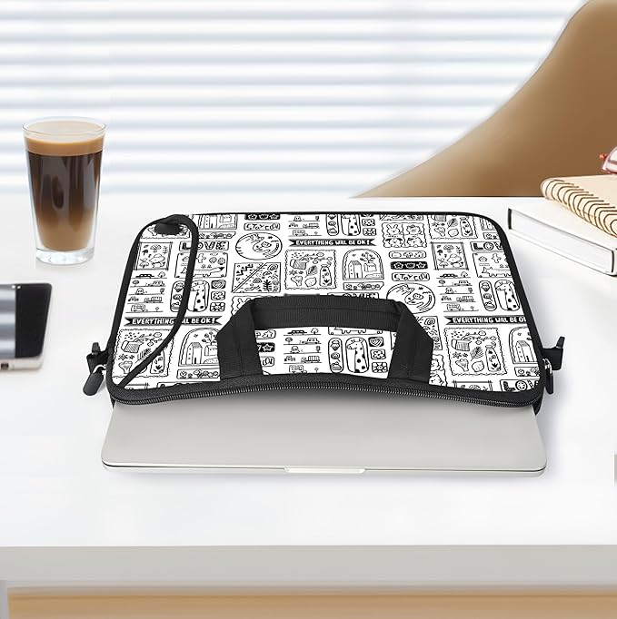 RICHEN 14 15 15.4 15.6 inch Laptop Shoulder Bag Messenger Bag Notebook Handle Sleeve Neoprene Carrying Case with Accessories Pocket (14-15.6 inch, Animal Cartoon)