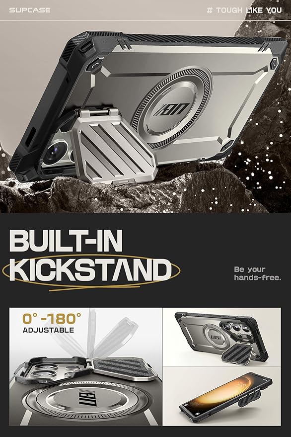 SUPCASE UB Mag XT Case for Samsung Galaxy S24 Ultra (2024 Release), Extreme Lens Protection Slim Rugged Case with Built-in Kickstand (Tigray)