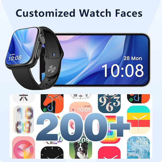 Smart Watch for Men Women [46mm], Bluetooth Call, Sleep & Stress Tracking, 120+ Sports Modes, GPS Activity Tracker, Water Resistant (Black)