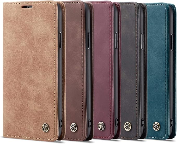 for iPhone X/iPhone Xs Case, Flip Wallet Leather Case with Card Holder Magnetic Closure Shockproof Kickstand Protective Phone Cases Cover for iPhone X, Coffee