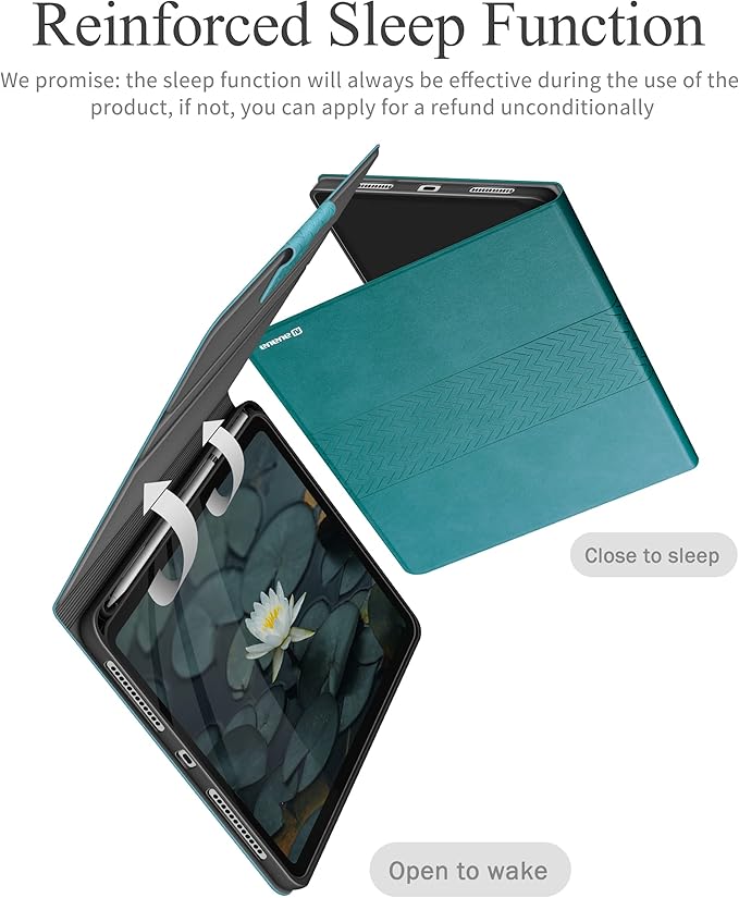 auaua Case for iPad (A16) 11th Generation 11 Inch 2025, iPad 10th Generation 10.9 Inch 2022, with Pencil Holder, Auto Sleep/Wake, Adjustable Stand, PU Leather (Green)