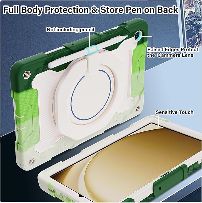 ROISKIN Case for Galaxy Tab A9 Plus 5G/ A9+ 11 Inch with HD Screen Protector & Shoulder Strap,Heavy Duty Military Case for Samsung Galaxy A9 Plus SM-X210/X216/X218 - Rotating Stand for Kids