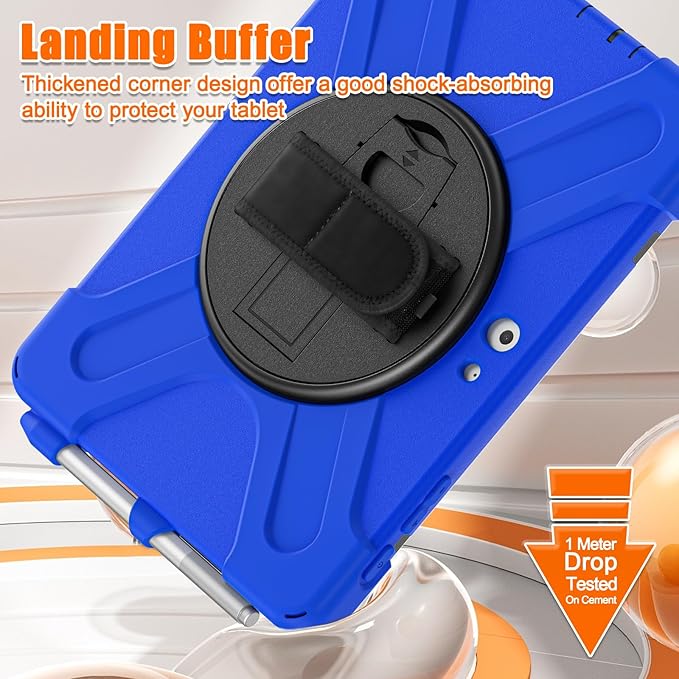 ZenRich Rugged Case for Surface Go 4 (2023)/Surface Go 3 (2021)/ Surface Go 2 (2020), Surface Go (2018) with Pen Holder Heavy Duty Shockproof Case with Stand Hand Strap and Shoulder Belt-Blue