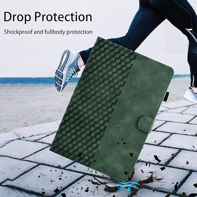 Case for Samsung Galaxy Tab S10+ Plus 2024 / S9 FE+ / S9+ 12.4 Inch 2023 Magnetic Multi-Angle Leather Folio Stand Shell With Card Holder - Retro Green