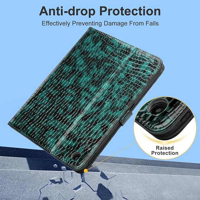 Elegant Case for Samsung Galaxy Tab A9 Plus 11 Inch 2023（Model: SM-X210/X216/X218）, Premium Leather Crocodile Cover | Stand | Card Pockets| Wrist Strap| S Pen Holder (Dark Green Gradient)