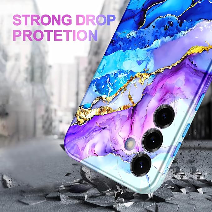 Casetego for Galaxy S25 Case,Compatible with MagSafe,[Military Grade Drop Test] Full Body Protection Slim Shockproof Rugged Marble Women Case for Samsung Galaxy S25 6.2 inch,Azure Blue