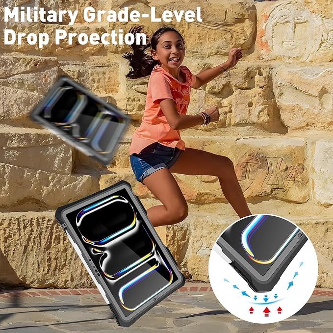 for iPad Pro 11 Case 2024 - Waterproof Case for iPad Pro 11 Inch M4 (5th Generation), Full Body Protection Case Shockproof Dust-Proof with Pencil Holder (Black, iPad Pro 11 Inch（ 2024）)