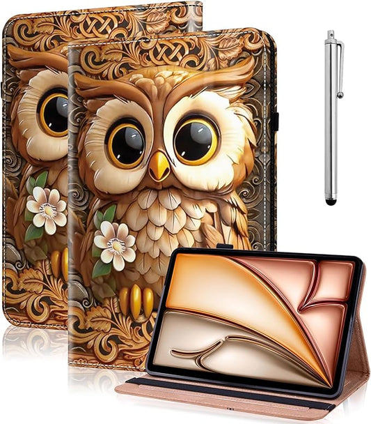 Case for Lenovo Tab Plus 11.5 inch 2024 (TB351FU),PU Leather Folio Shockproof Stand Card Slots Smart Protective Cover for Lenovo Tab Plus 2024 Tablet - Brown Owl