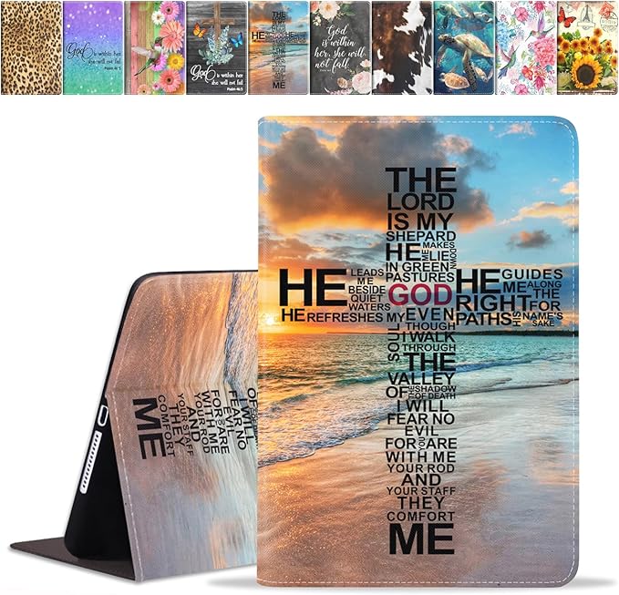 Case for Samsung Galaxy Tab A7 10.4 inch 2022/2020 (SM-T500/T503/T505/T507/T509), Premium PU Leather Stand Folio Cover with Auto Sleep/Wake, God Jesus Christian Cross