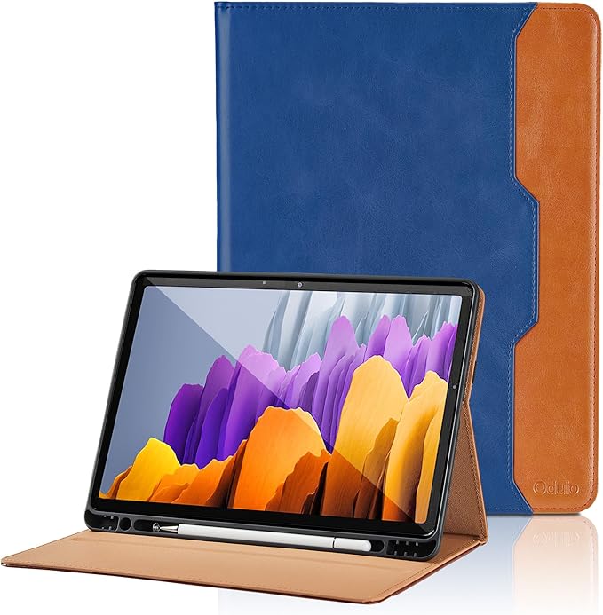 Case for Samsung Galaxy Tab S8 2022/S7 2020 11 Inch - Model (SM-X700/X706/T870/T875/T878) with S Pen Holder, PU Leather Bussiness Flip Case with Hand Strap and Pocket, Blue