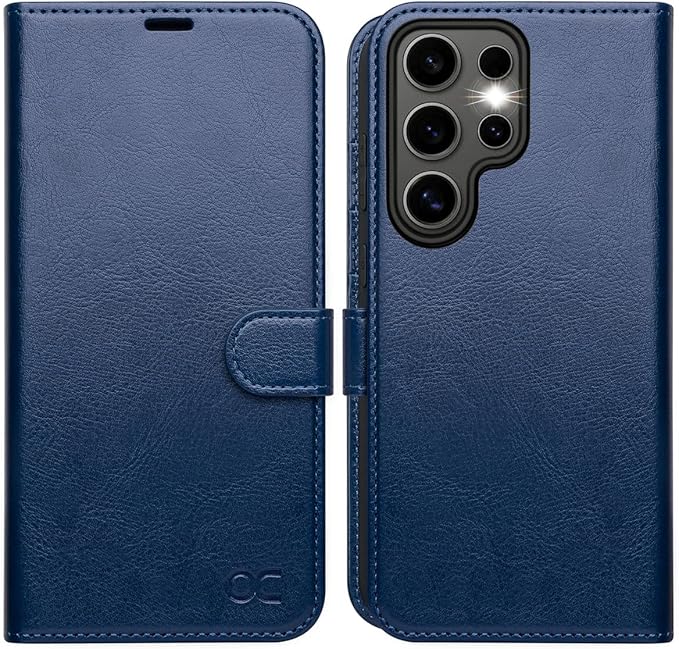 OCASE Compatible with Galaxy S25 Ultra Wallet Case, PU Leather Flip Folio Case with Card Holders RFID Blocking Kickstand [Shockproof TPU Inner Shell] Protective Phone Cover 2025, Blue