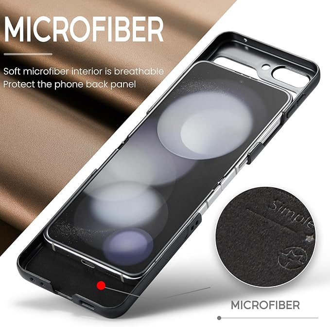 for Samsung Galaxy Z Flip 5 Case, Premium PU Leather Case Anti Scratch Slim Phone Shockproof Protective Phone Cover for Samsung Galaxy Z Flip5, Brown