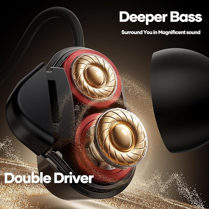 LINKLIKE Neckband Bluetooth Earbuds Wireless, Sports Earphones with 100H Playtime, HD Sound with 4 Drivers, Earbuds Around Neck Secure Fit IPX7 Waterproof for Running,Gym,Workout-Red